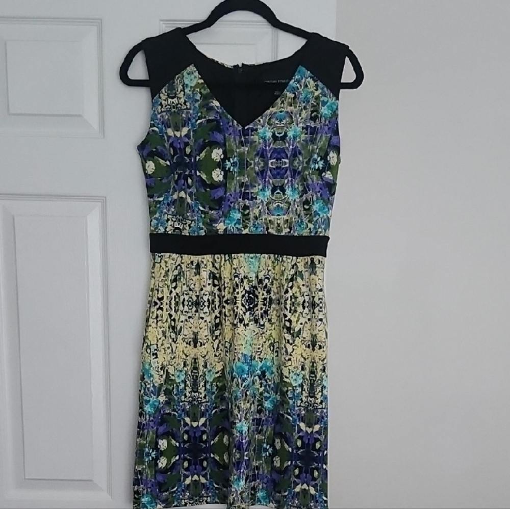 Cynthia Rowley Black and Blue Patterned Mini Dress